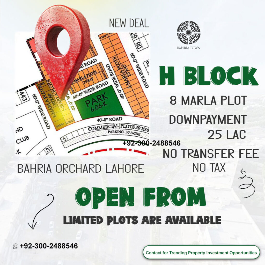 H block 8 Marla Commercial Bahria Orchard payment plan