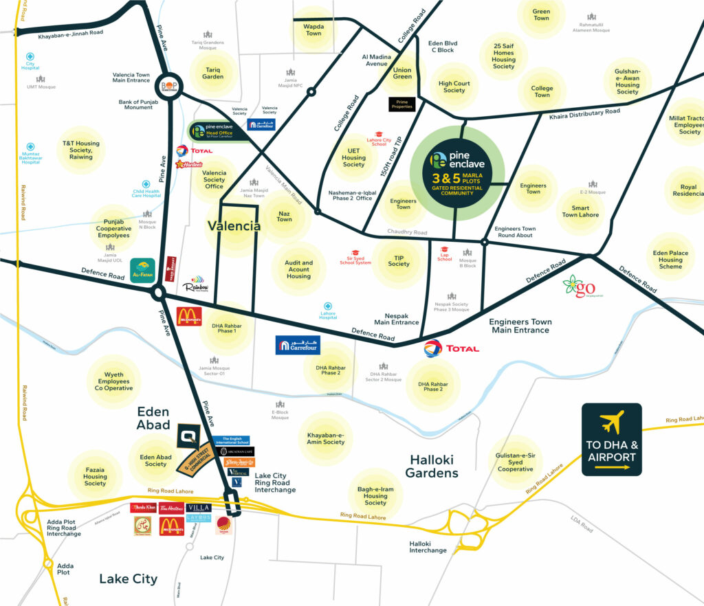 Pine Enclave Lahore Location Map by qlinks